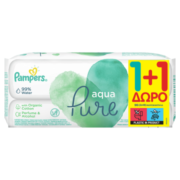 Pampers Aqua Pure Μωρομάντηλα – 48 Μωρομάντηλα 1+1 Δώρο