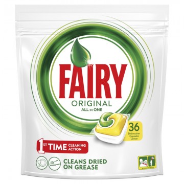 Fairy All In One Υγρές Κάψουλες Πλυντηρίου Πιάτων Λεμόνι 36 Τεμ
