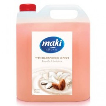Maki Natural Υγρό Καθαρισικό Χεριών Με Άρωμα Βανίλια & Αμύγδαλο 4L