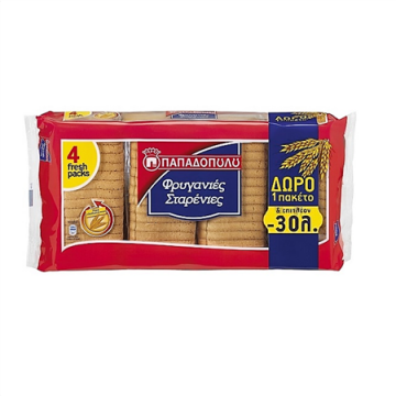 Παπαδοπούλου Φρυγανιές Σίτου 4X127gr +1 Δώρο