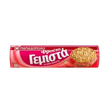 Παπαδοπούλου Μπισκότα Γεμιστά Φράουλα 200gr